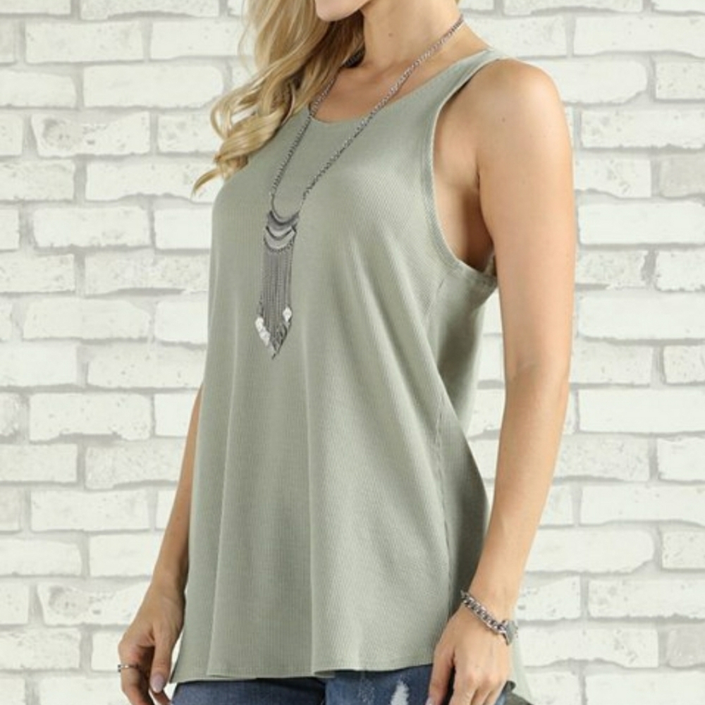 SUZANNE BETRO SAGE LOOP DETAIL RAZORBACK TANK